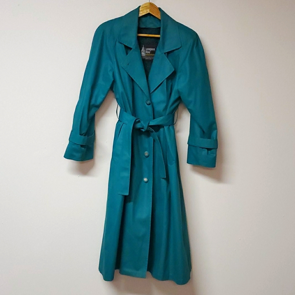 Vintage 90s London Fog Teal Trenchcoat